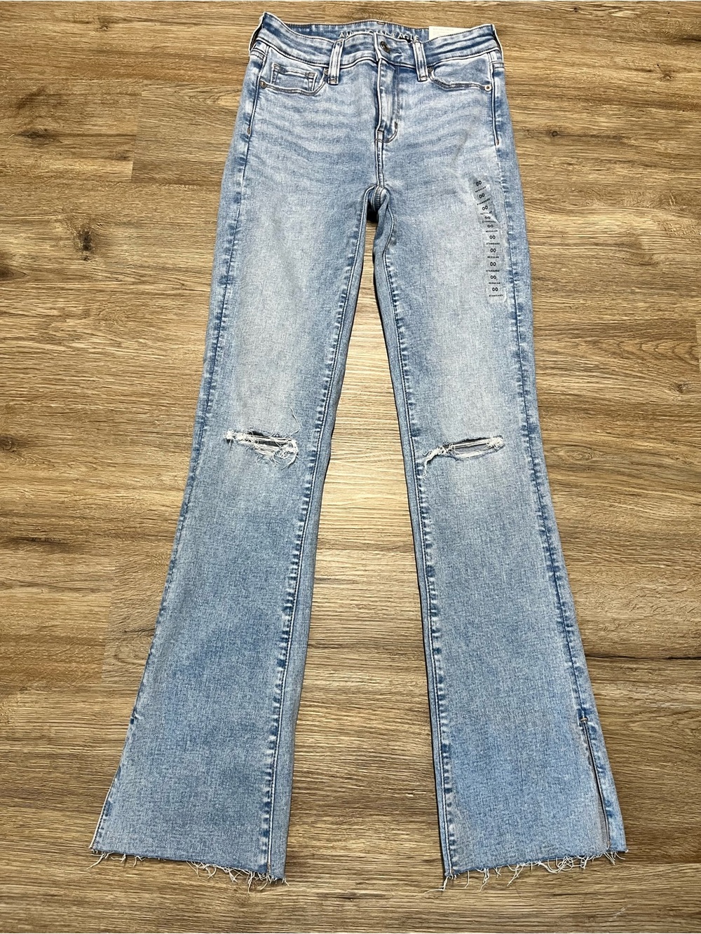 American Eagle Outfitters Light Blue Distressed Flare Jeans